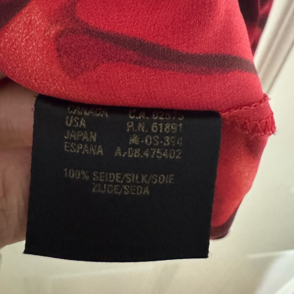 Vintage Escada Red and Black 100% Silk Blouse - Picture 7 of 9